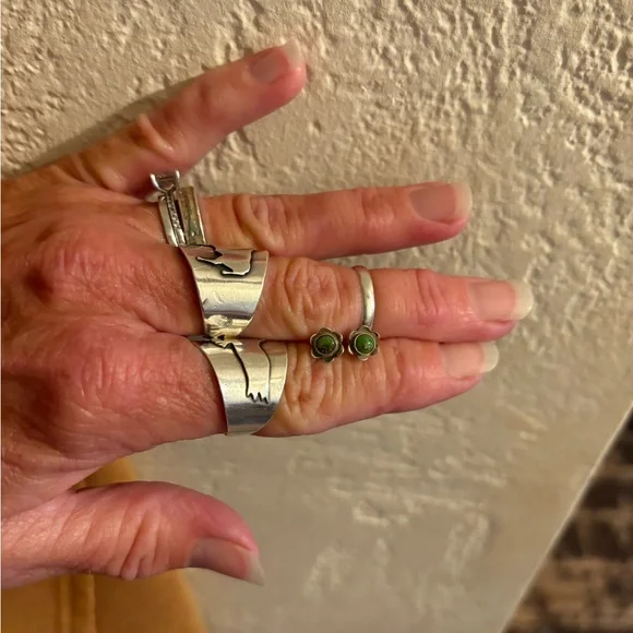 Sterling silver and Sonoran gold turquoise studs - Picture 5 of 8